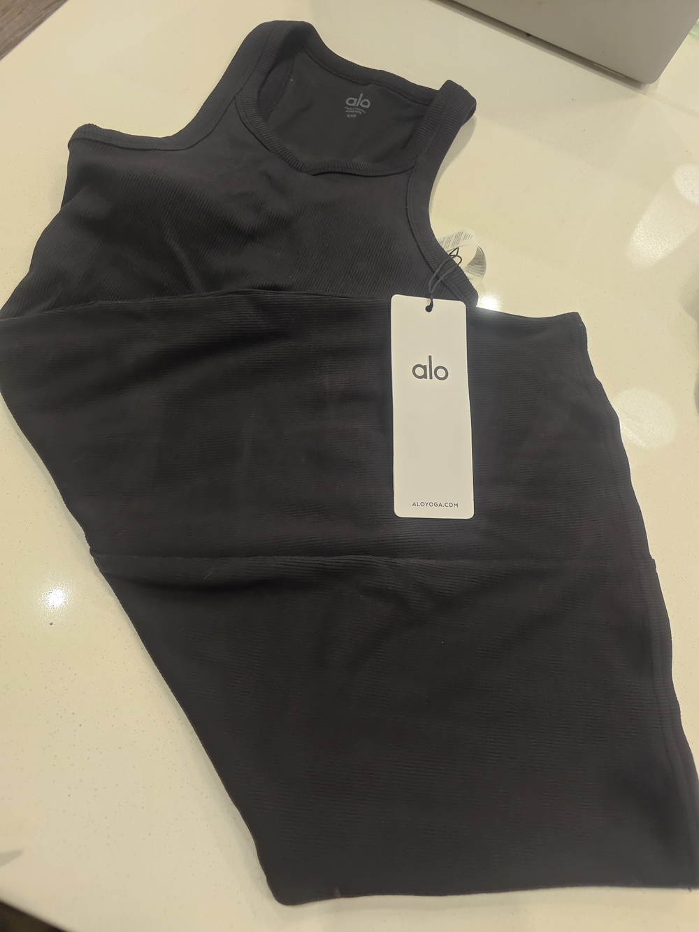 ALO Yoga Black Ribbed Racerback Dress - Picture 3 of 5